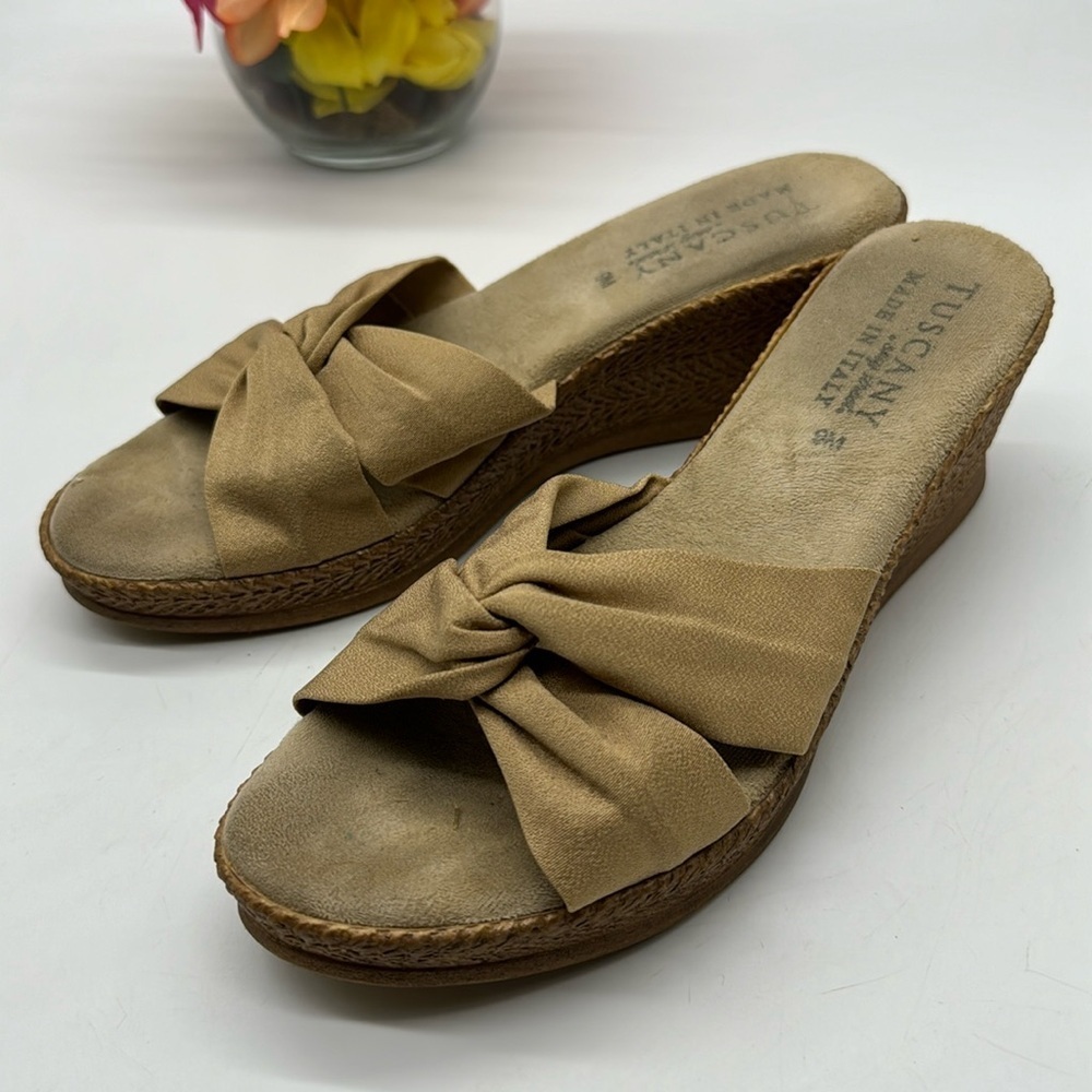 Tuscany Tan Wedge Sandal Made in Italy Size 9 MCW7398D